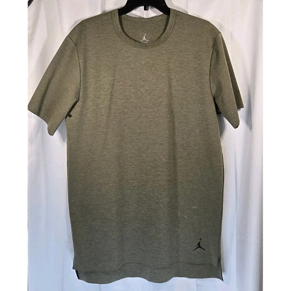 Jordan Brand Mens Jumpman Heathered Olive Green Short Sleeve T-Shirt Size Large